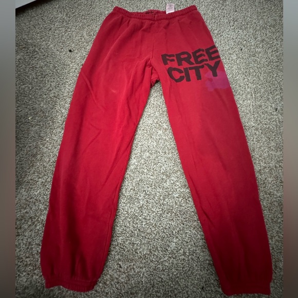 freecity Pants - free city red sweatpants, barley worn